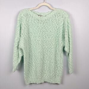 Vintage mint chunky knit boatneck large women’s  sweater